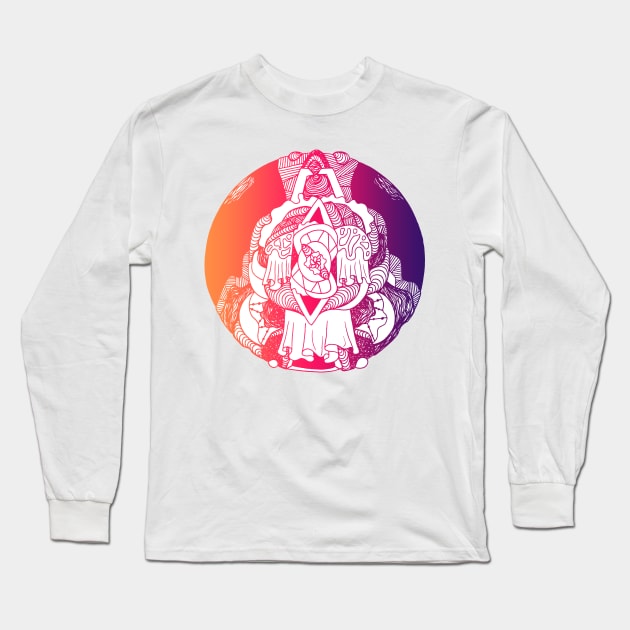 Sunset Sky Circle of Ornament Long Sleeve T-Shirt by kenallouis